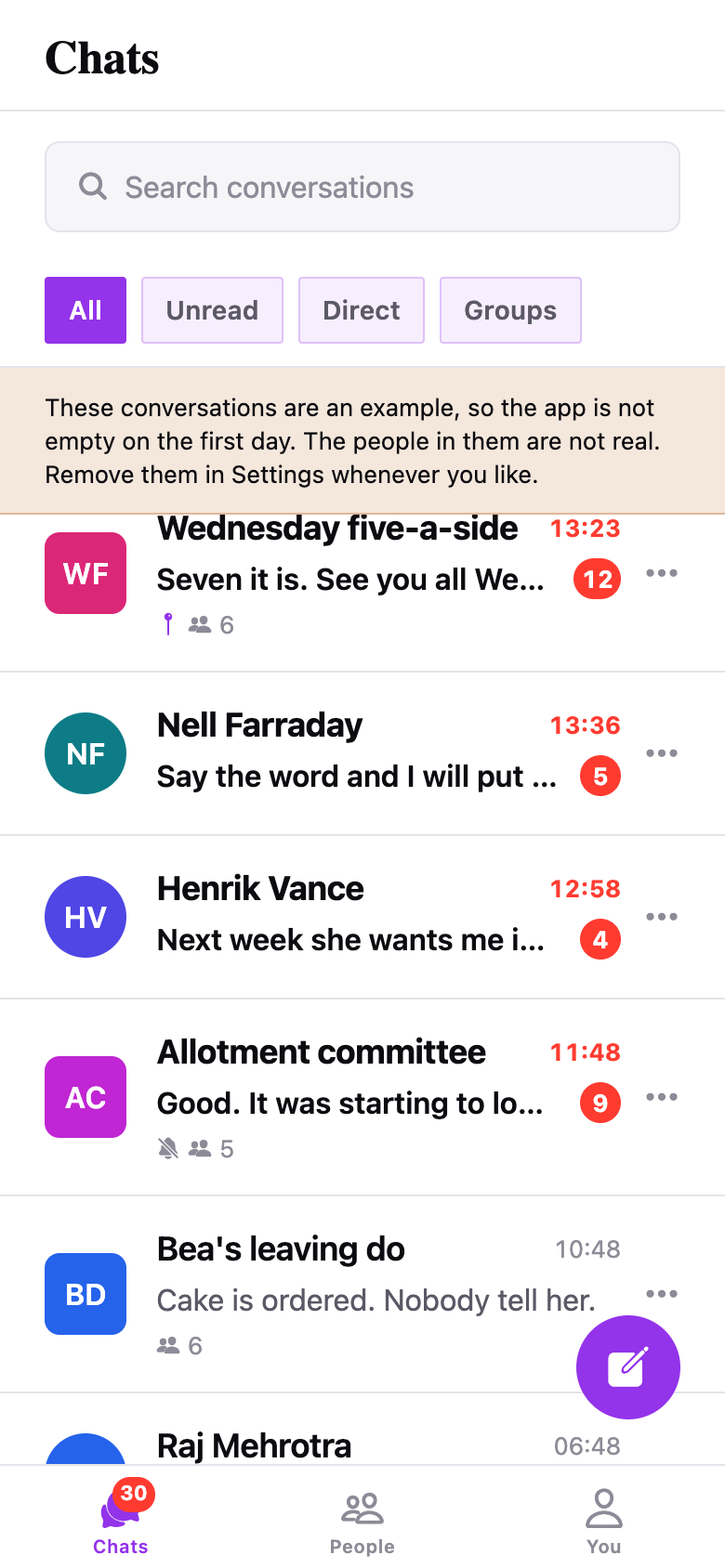 Messaging & Groups template