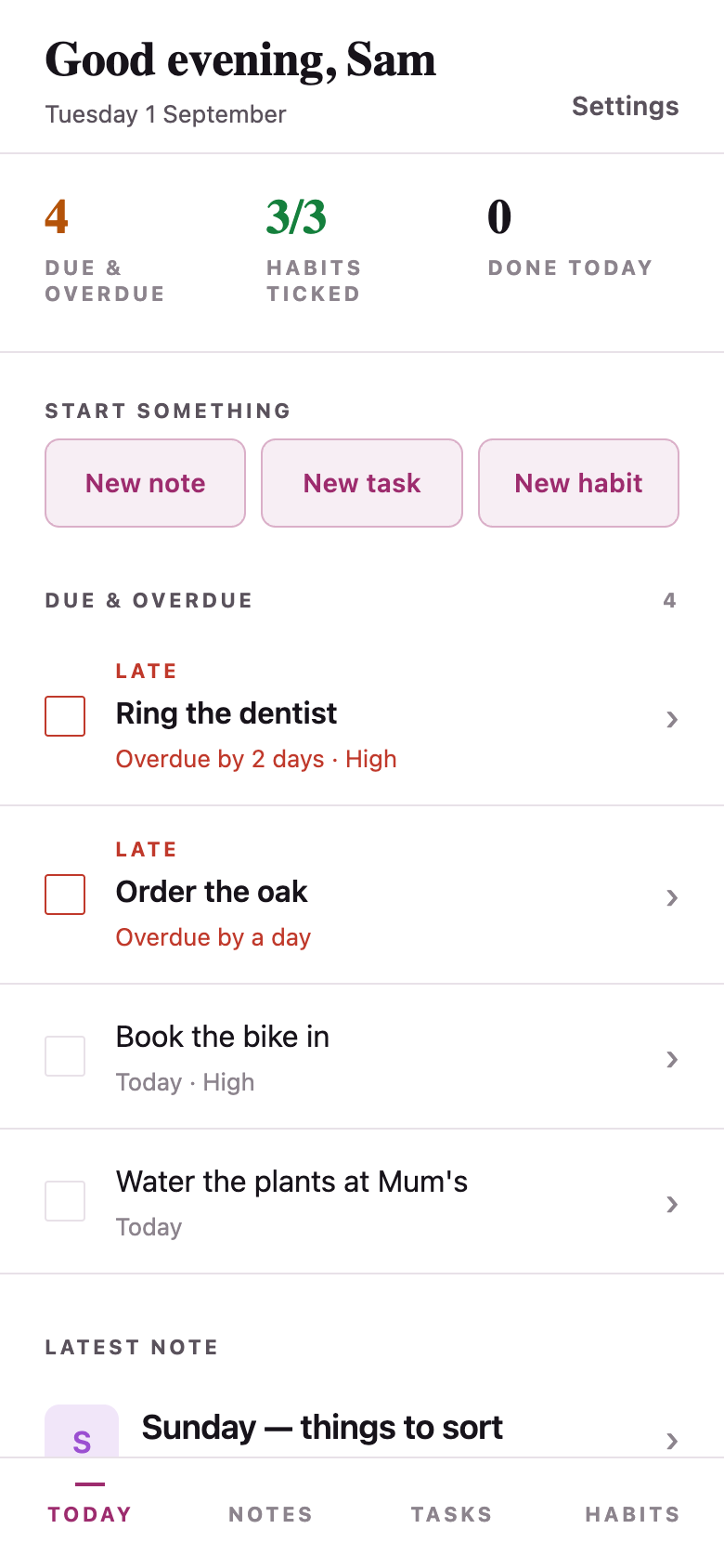 Notes & Habits template